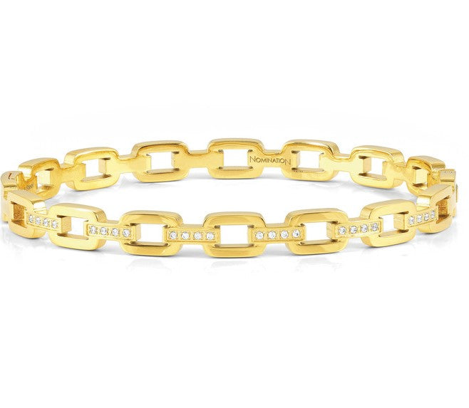 PRETTY BANGLES bracelet,steel,d cz CHAIN SIZE MEDIUM Yellow Gold