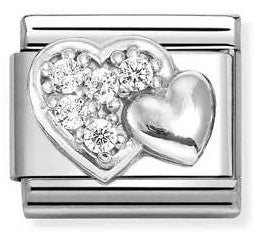 330304/47 Classic Raised Heart Silver + White CZ