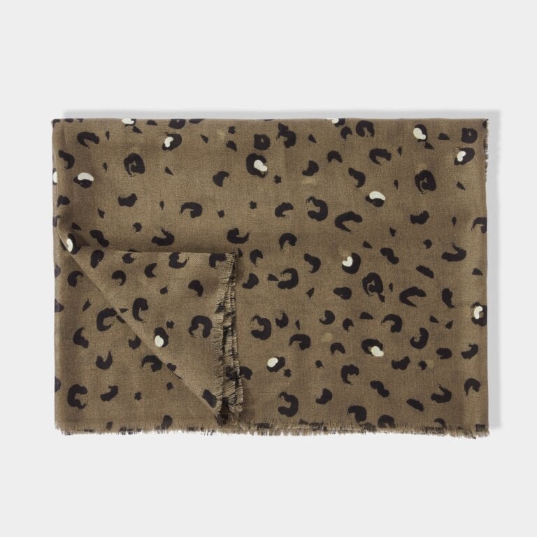 Katie Loxton Metallic Scarf Leopard Brush Stroke Mink/Silver Foil