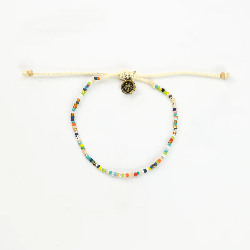 Pineapple Island Adjustable Anklet Glass Bead Rainbow