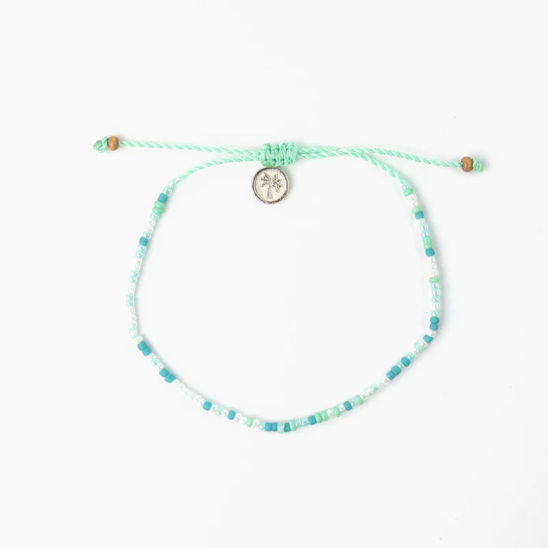 Pineapple Island Adjustable Anklet Glass Bead Turquoise