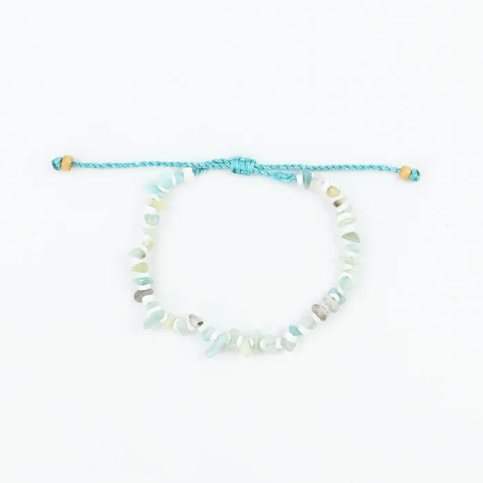 Pineapple Island Adjustable Anklet With Real Puka And Troca Beads Turquoise