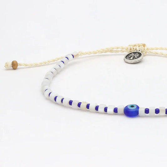 Pineapple Island Adjustable Bracelet Glass Bead Blue Evil Eye