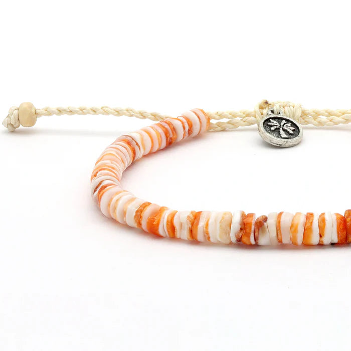 Pineapple Island Adjustable Bracelet With Natural Shell Bead Discs Mango