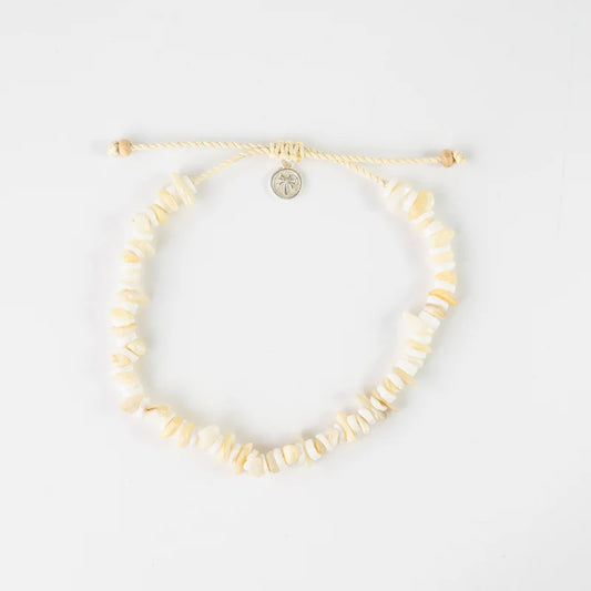 Pineapple Island Adjustable Anklet With Real Puka Shells And Stone Natural