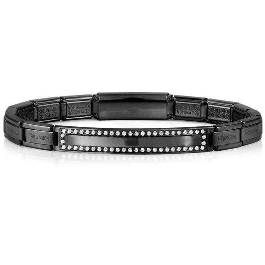 TRENDSETTER,  NEW YORK smarty bracelets,steel, cz PVD (SMOOTH PLATE) Black 021148/015