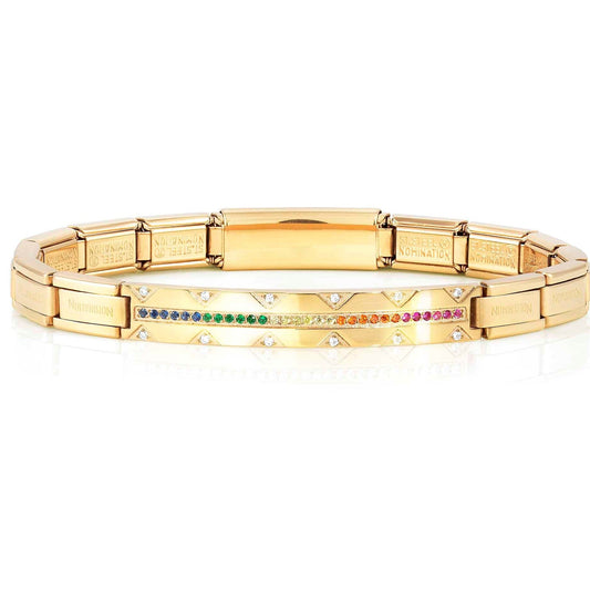 TRENDSETTER, NEW YORK smarty bracelets, steel, PVD rainbow cz row Yellow Gold 021153/012