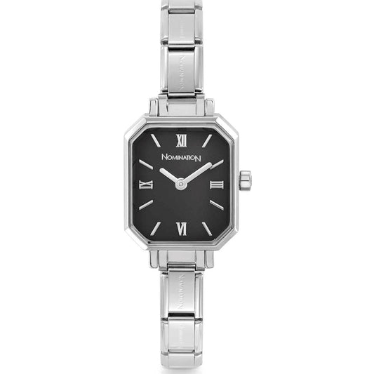 PARIS watch, NEW RECTANGULAR steel strap Black 076037/012