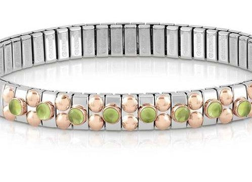 Bracelet XTE S/steel,9Ct R/Gold,8 stones PERIDOT 044036/016