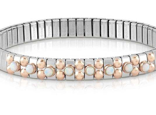 Bracelet XTE S/steel, 9ct R/Gold,8 stones WHITE OPAL 044036/022