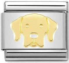 030162/57 Classic SYMBOLS,steel & bonded yellow gold Dog