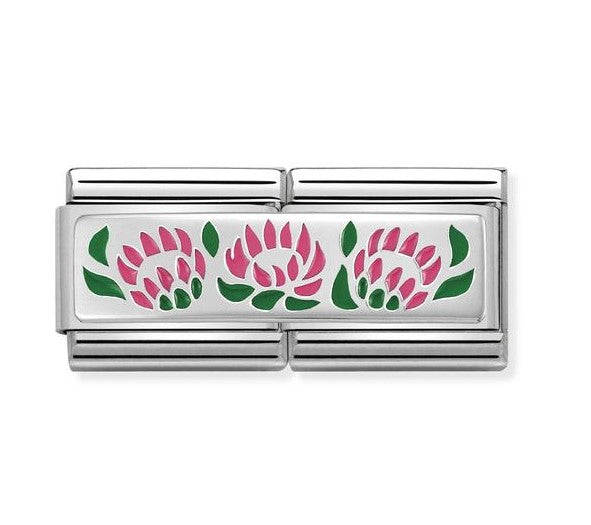 330721/07 DBL Classic  steel, enamel,silver 925 Flower Protea