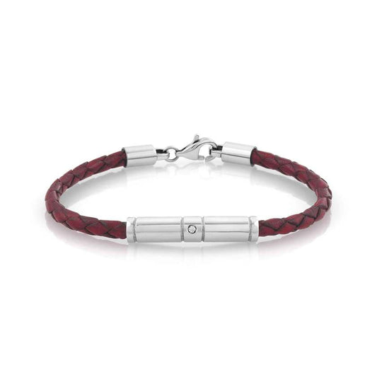 TRIBE steel bracelet,leather, Zirconia,RED 026420/002DL