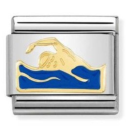 030259/18 Classic,S/steel, enamel, bonded yellow  gold  Swimmer