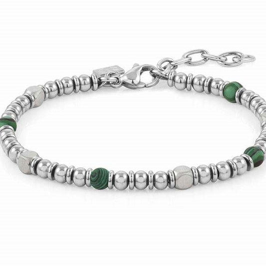 027905/045 INSTINCT bracelet,S/steel,stones, Green Malachite