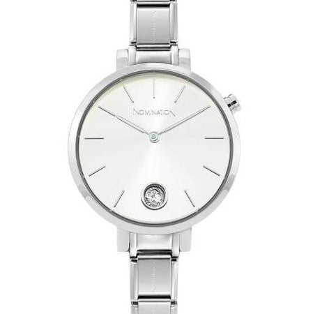 076033/017 Paris Round Watch, silver Face & CZ