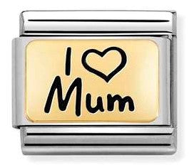 030166/01 Classic PLATES, steel ,bonded yellow gold I Love Mum