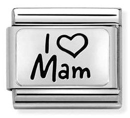 330111/03Classic PLATES,steel ,925 silver I Love Mam