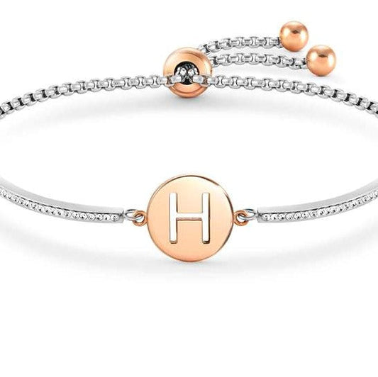 MILLELUCI bracelet S/steel,CZ, LETTER H 028007/008