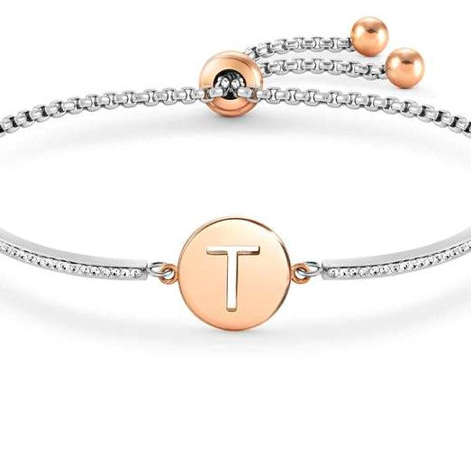 MILLELUCI bracelet S/steel,CZ, LETTER T 028007/020