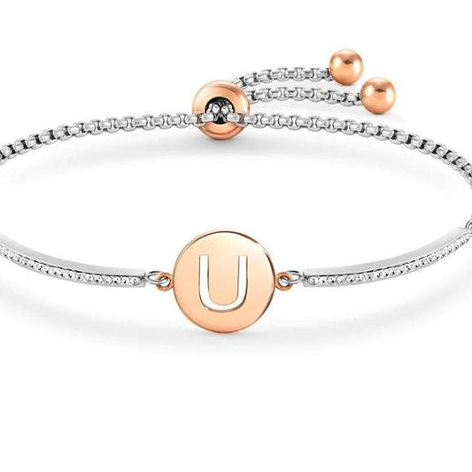 MILLELUCI bracelet S/steel,CZ, LETTER U  028007/021