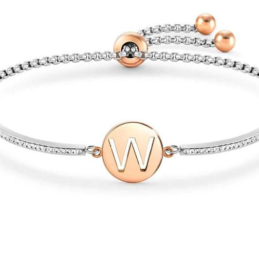 MILLELUCI bracelet S/steel,CZ, LETTER W 028007/023