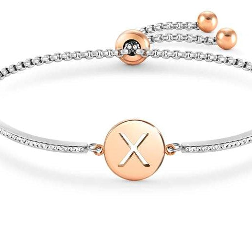 MILLELUCI bracelet S/steel,CZ, LETTER X 028007/024