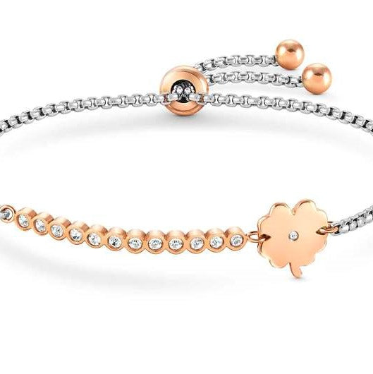 MILLELUCI bracelet ,S/Steel,CZ,ROSEGOLD Colour,four-leaf clover 028009/006