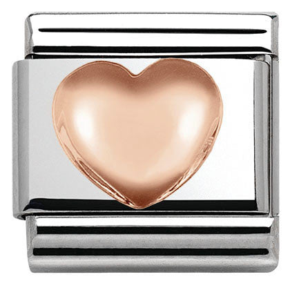 430104/22 Classic, S/Steel,Bonded Rose Gold Raised Heart