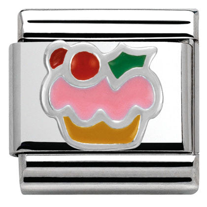 330204/10 Classic CHRISTMAS S/Steel,enamel,Silver 925 cupcake