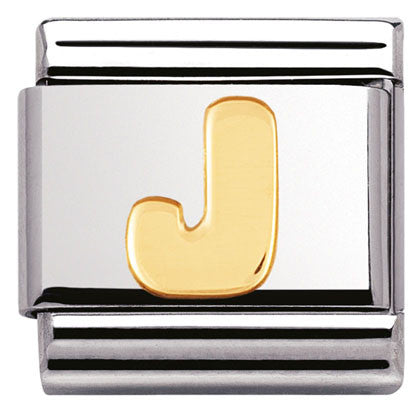 030101/10 Classic LETTER,S/Steel,Bonded Yellow Gold Letter  J