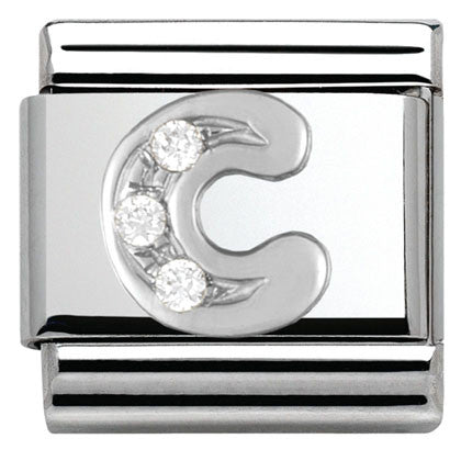 330301/03 Classic LETTER C S/steel. Cub. zirc,925 silver