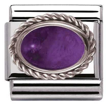 330504/02 Classic SEMIPRECIOUS STONES,s/ steel.silver setting, AMETHYST