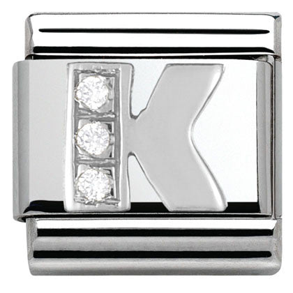 330301/11 Classic LETTER K S/steel. Cub. zirc,925 silver