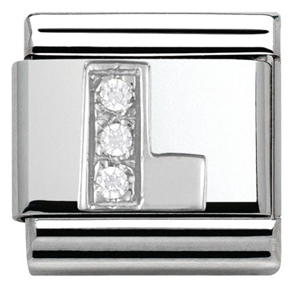 330301/12 Classic LETTER L  S/Steel. Cub. zirc,925 silver