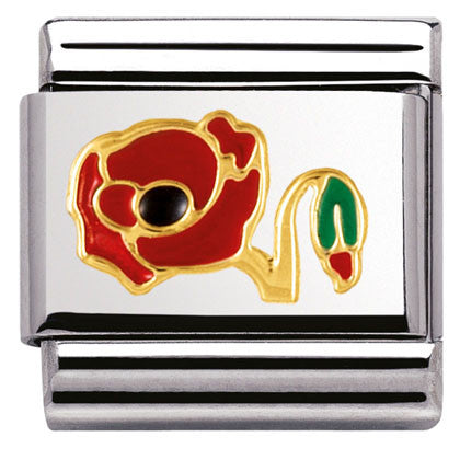 030278/11 Classic,POPPY ,S/steel,enamel,yellow gold