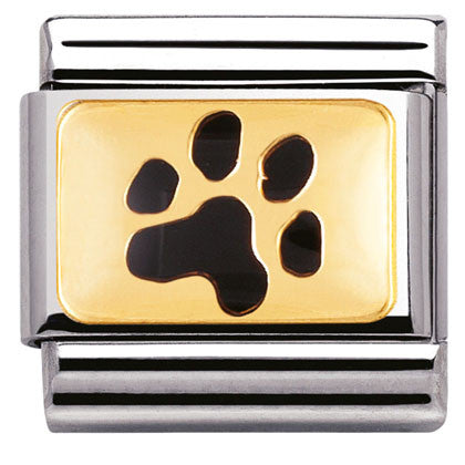 030284/47 Classic,S/steel,enamel,yellow gold Paw print