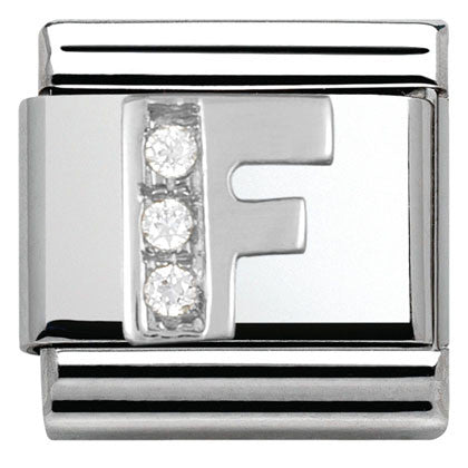 330301/06 Classic LETTER F S/steel. Cub. zirc,925 silver