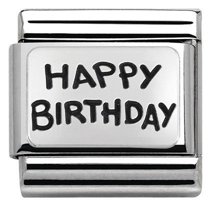 330102/41 Classic PLATES OXIDIZED steel  silver 925 HAPPY BIRTHDAY